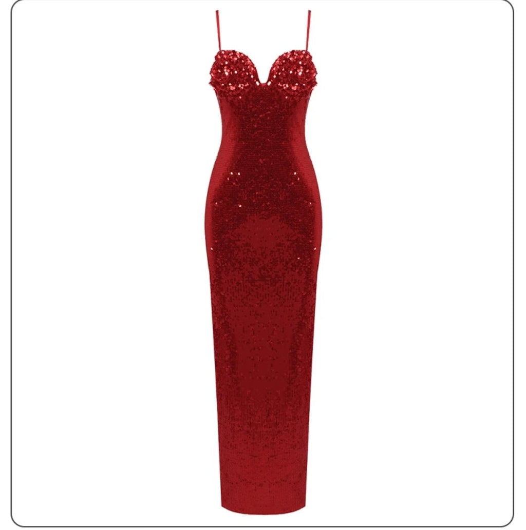 Luxury Sequins Bodycon Maxi Dress