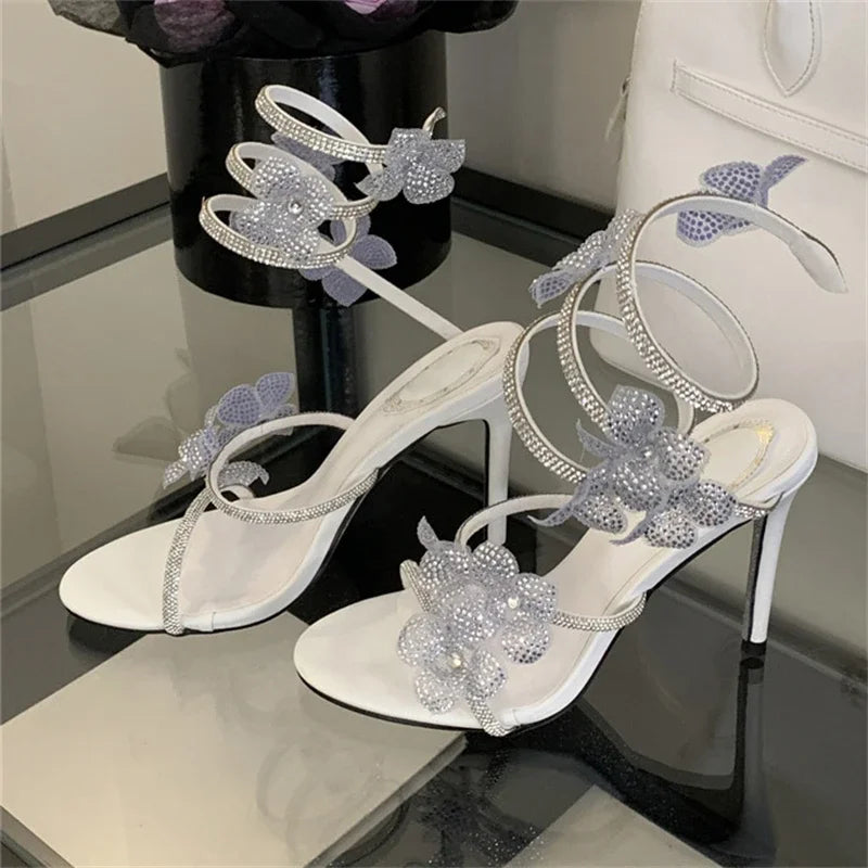 Flower Embellished High Heels