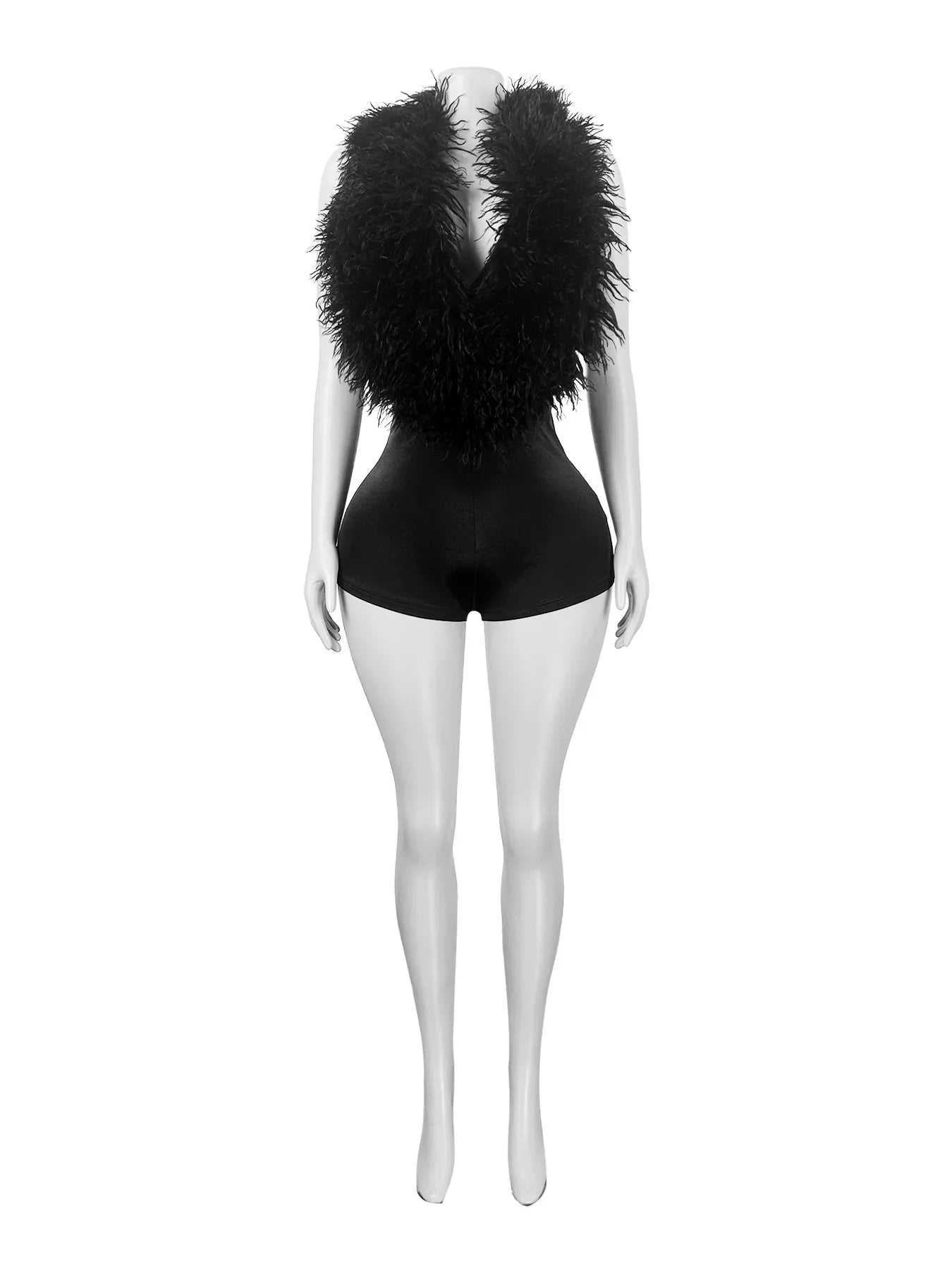 Fur Away Backless Romper