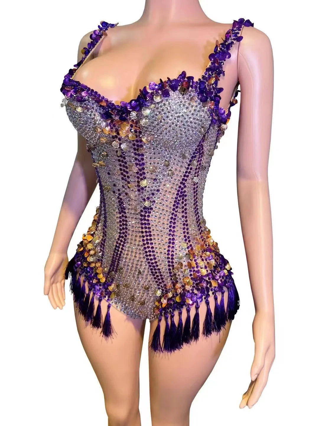 Miana Sequins Tassel Bodysuit
