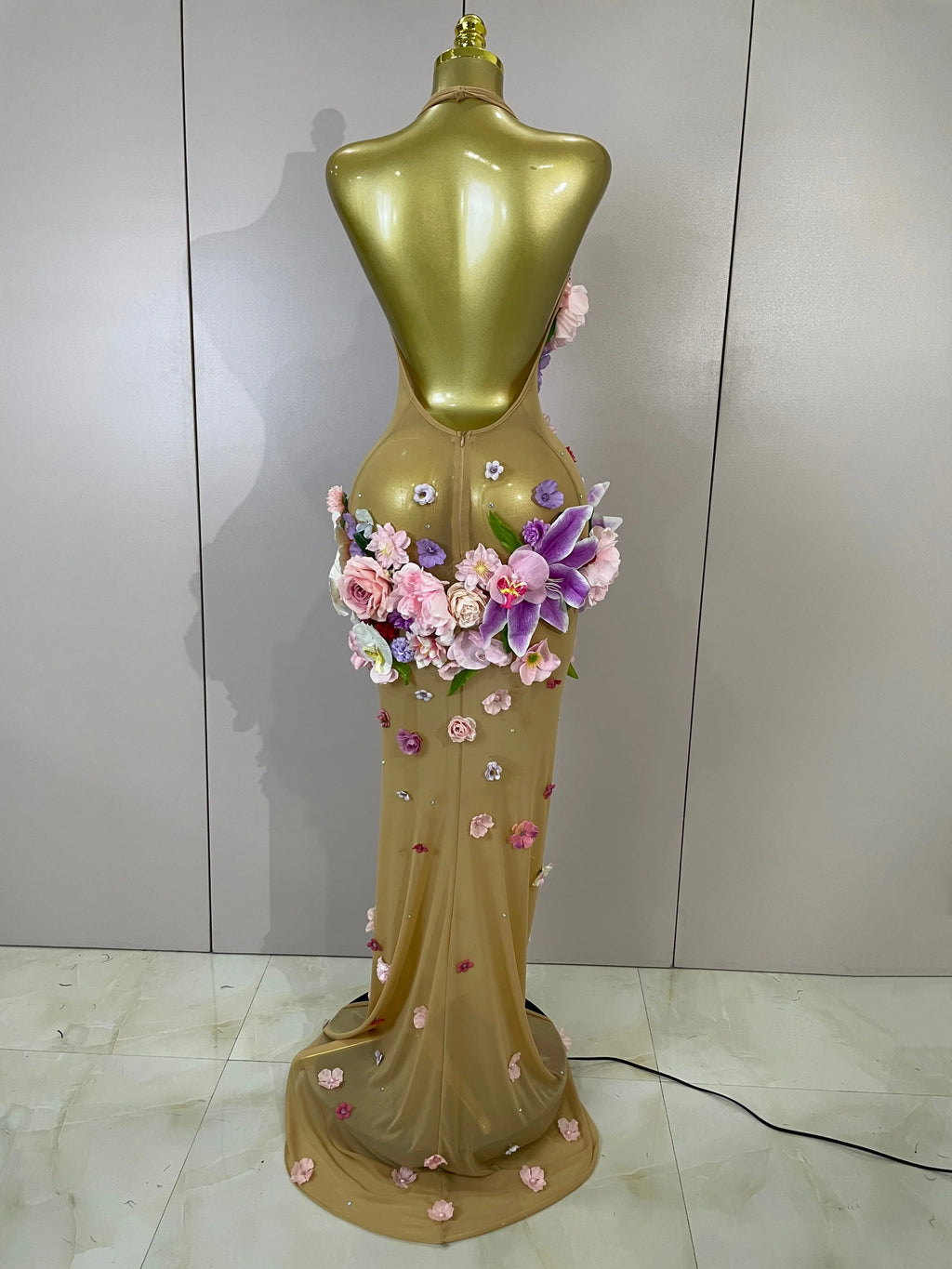 Luxe Flower Mesh Maxi Dress
