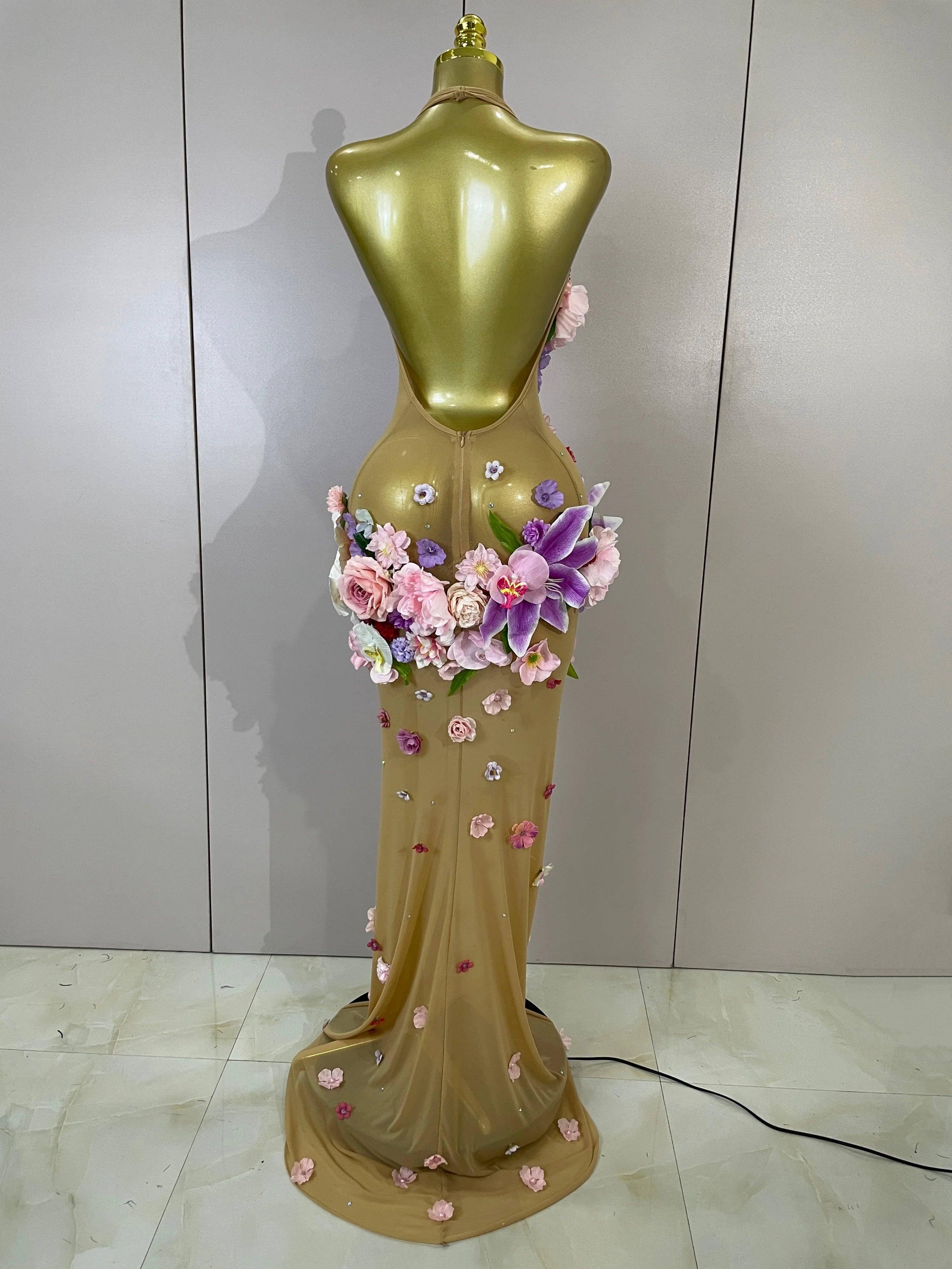 Luxe Flower Mesh Maxi Dress