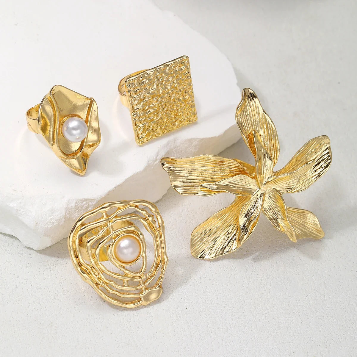 4pcs Chunky Vintage Ring Set