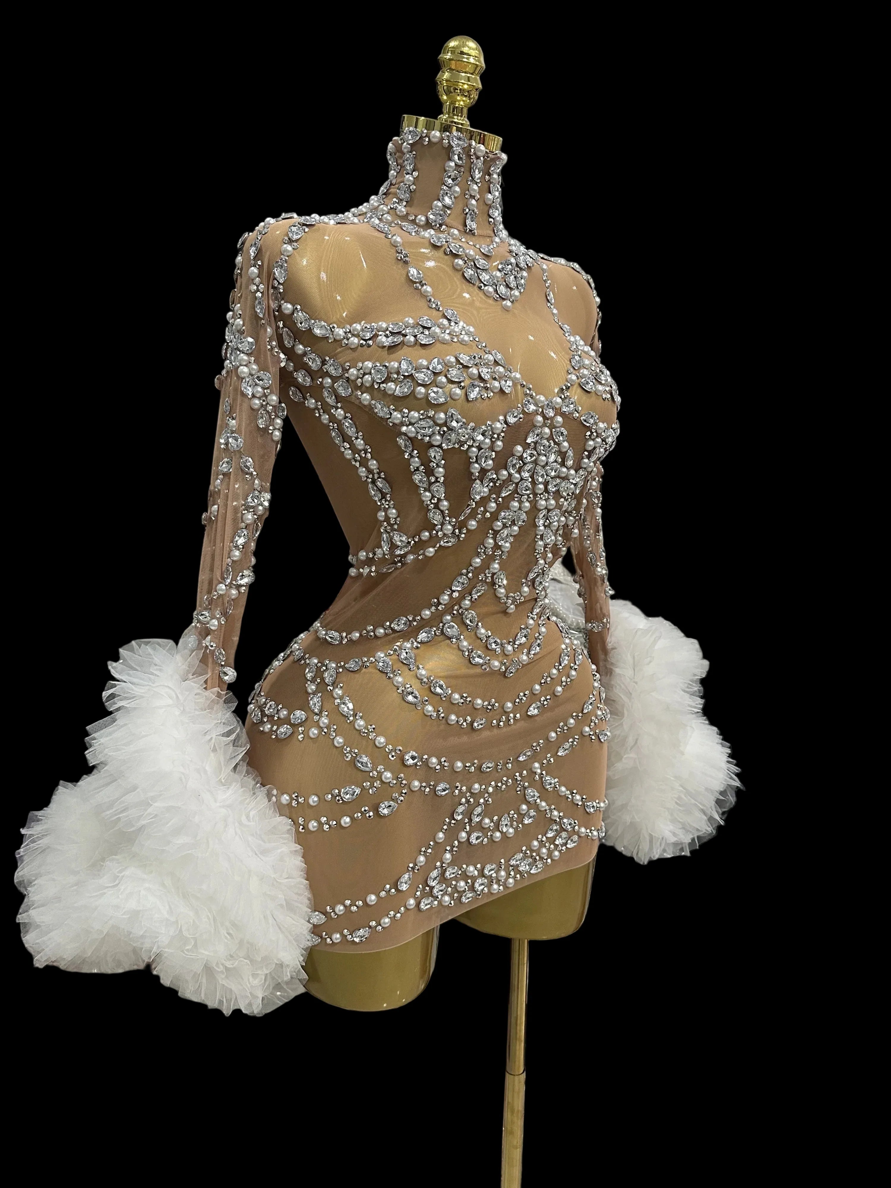 Crystal Mesh Mini Dress