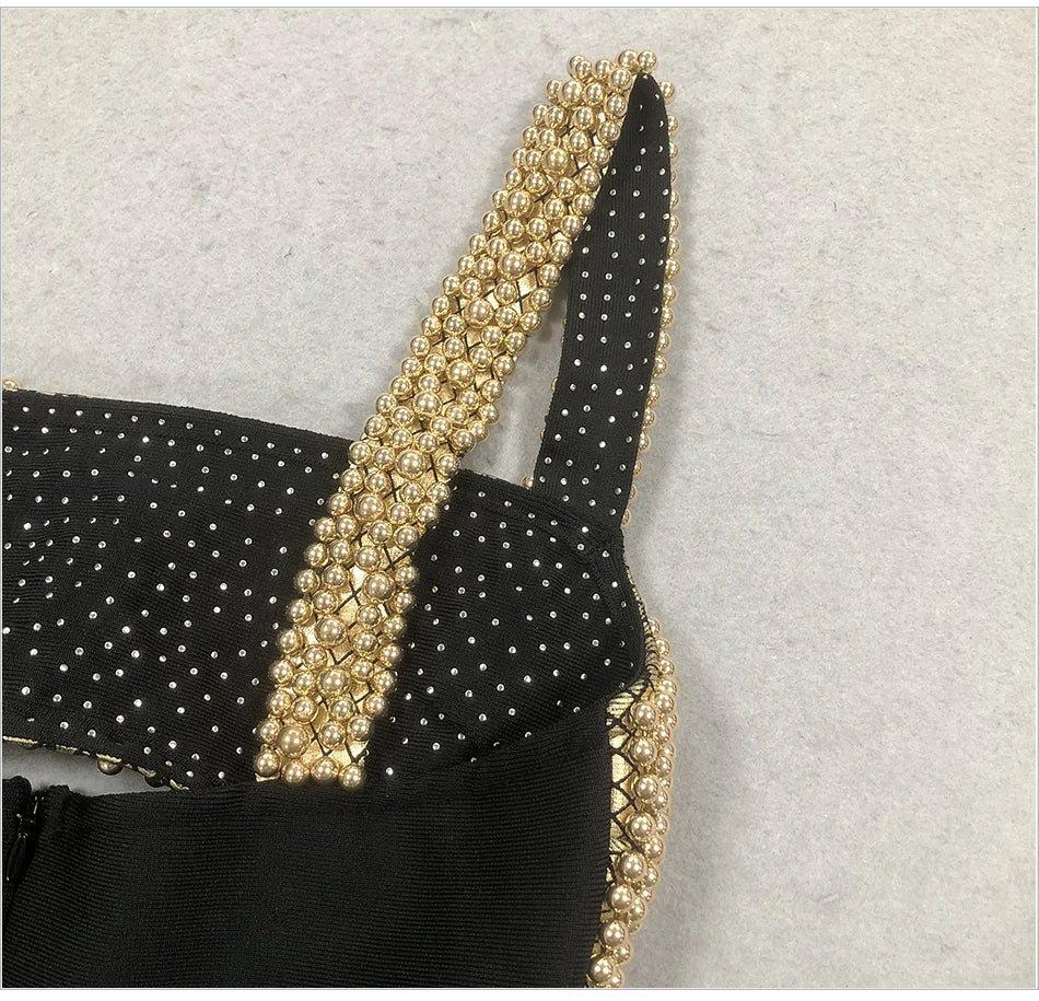 Pearls Embellished Bandage Dress