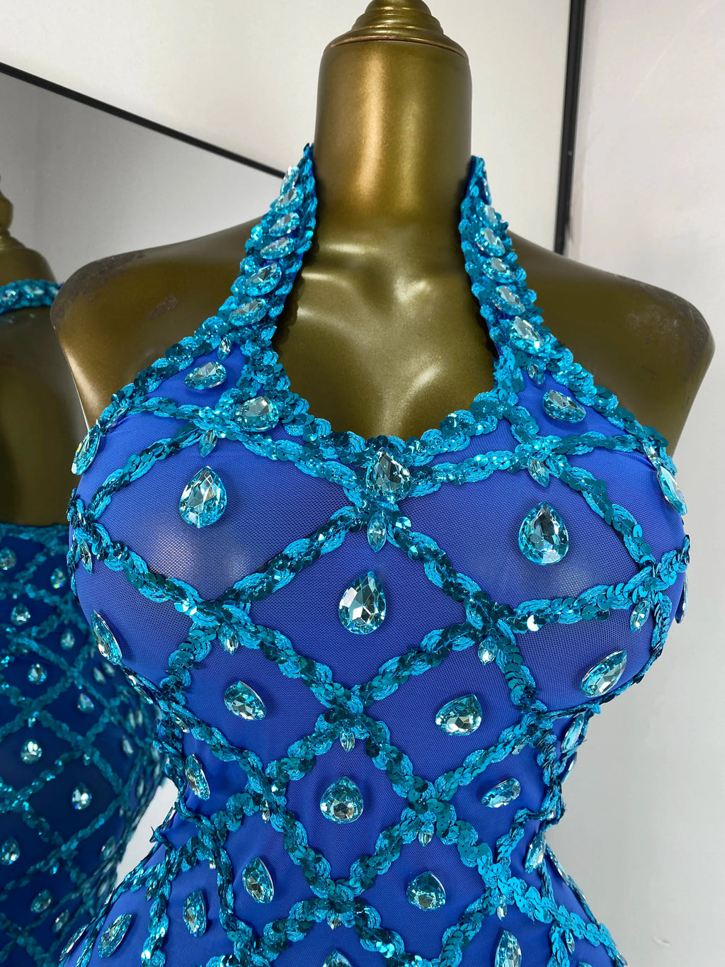 Blue Luxe Backless Maxi Dress