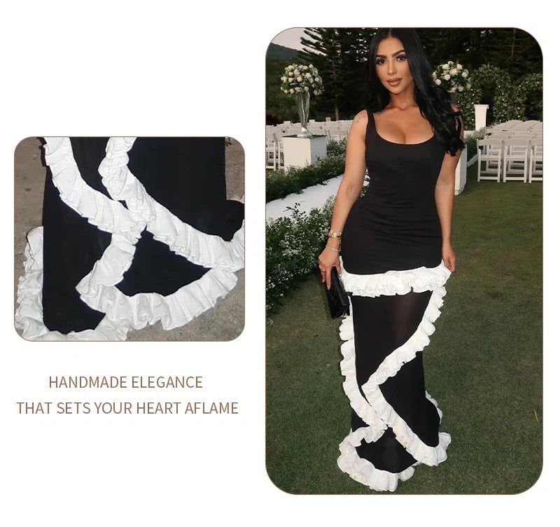Artistic Gown Ruffled Maxi Dress