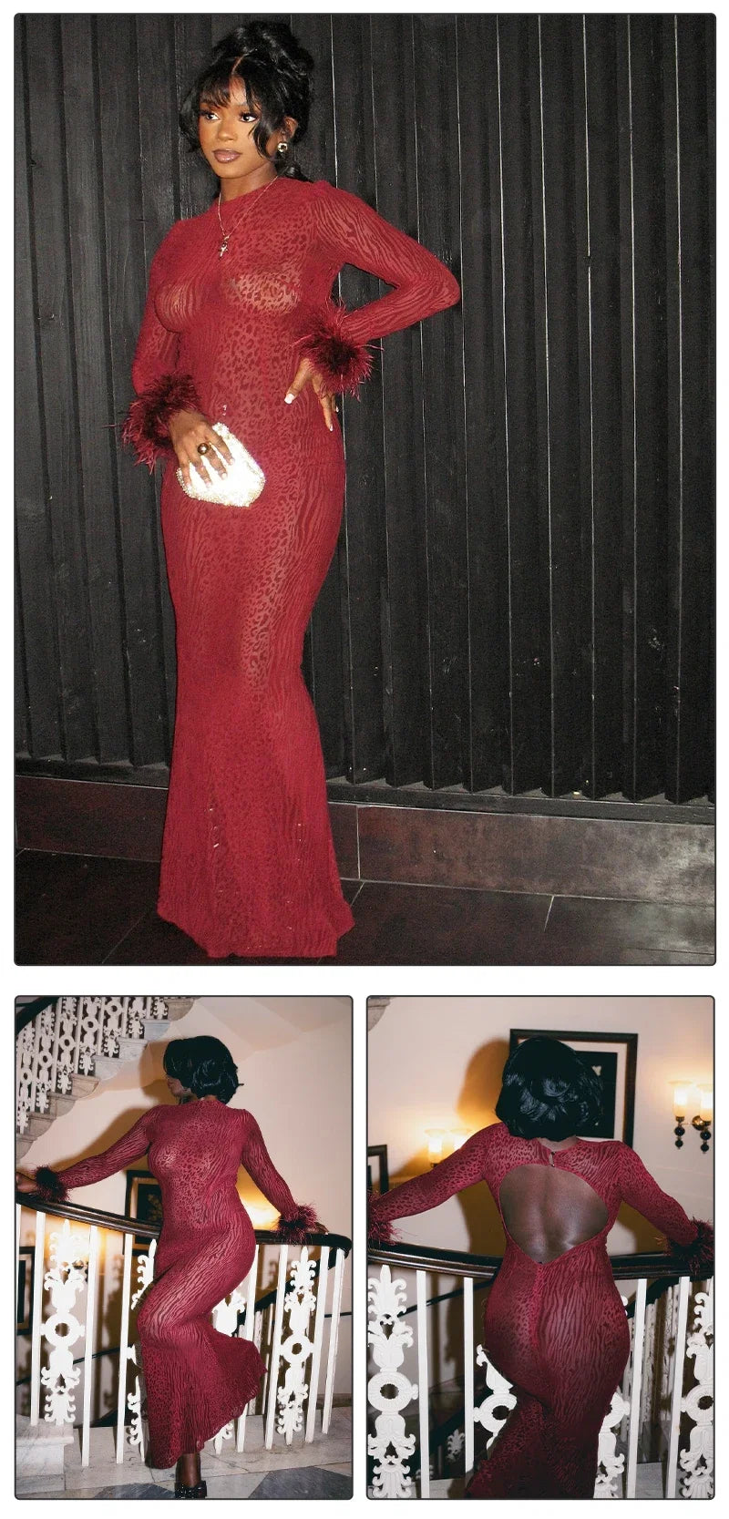 Jazmyne Leopard Feather Dress
