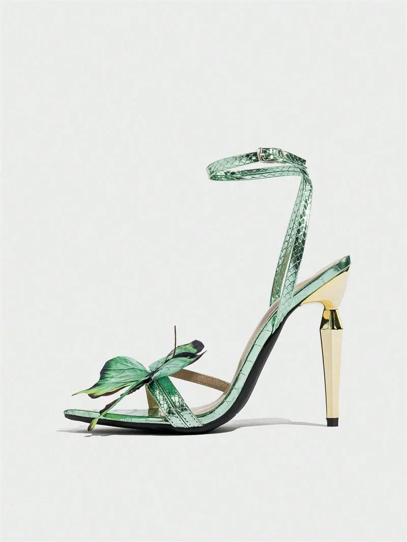 Green Butterfly High Heels
