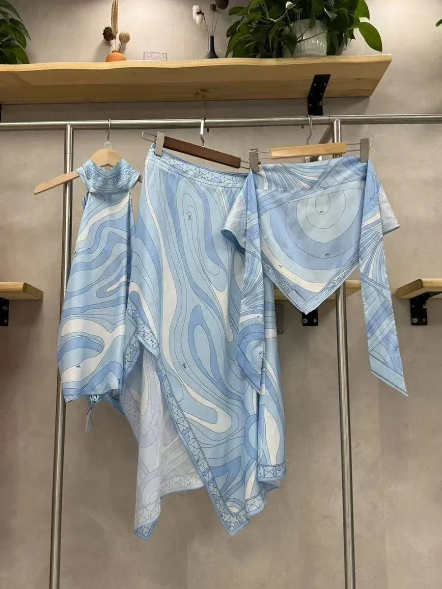 Marble Vintage Maxi Skirt Set