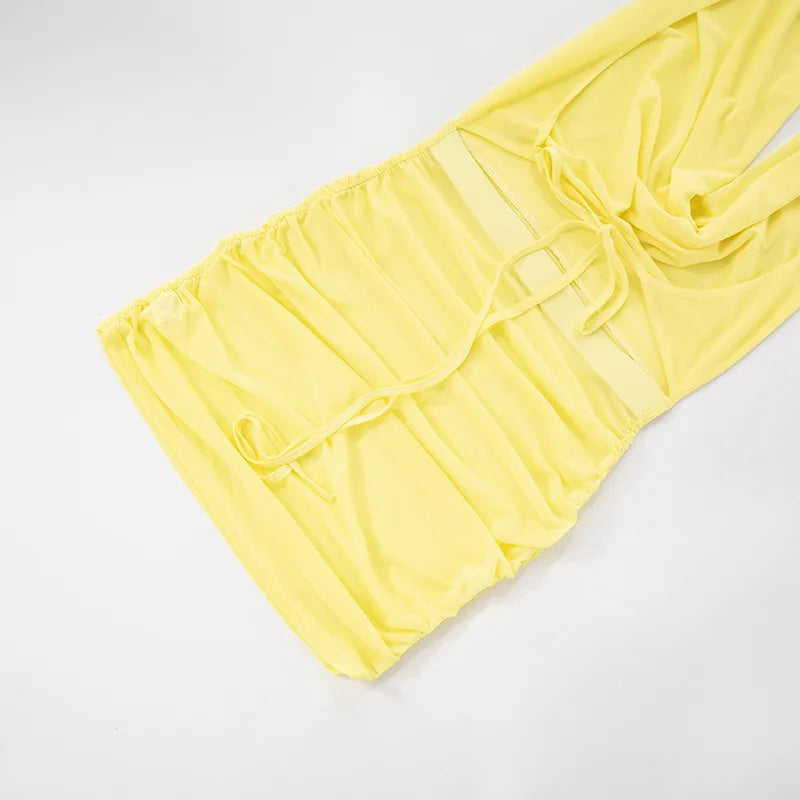 Michella Sheer Pleated Mini Dress