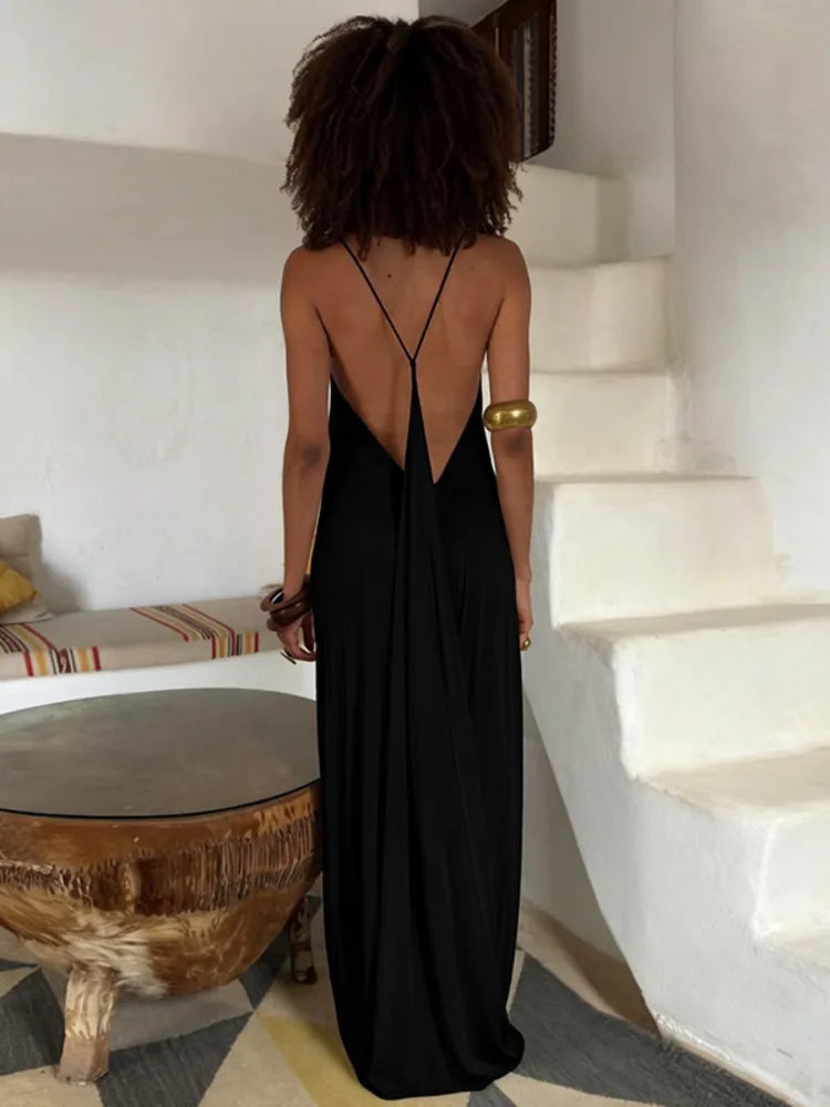 Liza Backless Draped Maxi Dress
