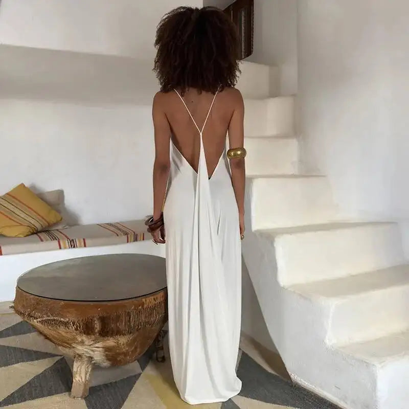 Liza Backless Draped Maxi Dress