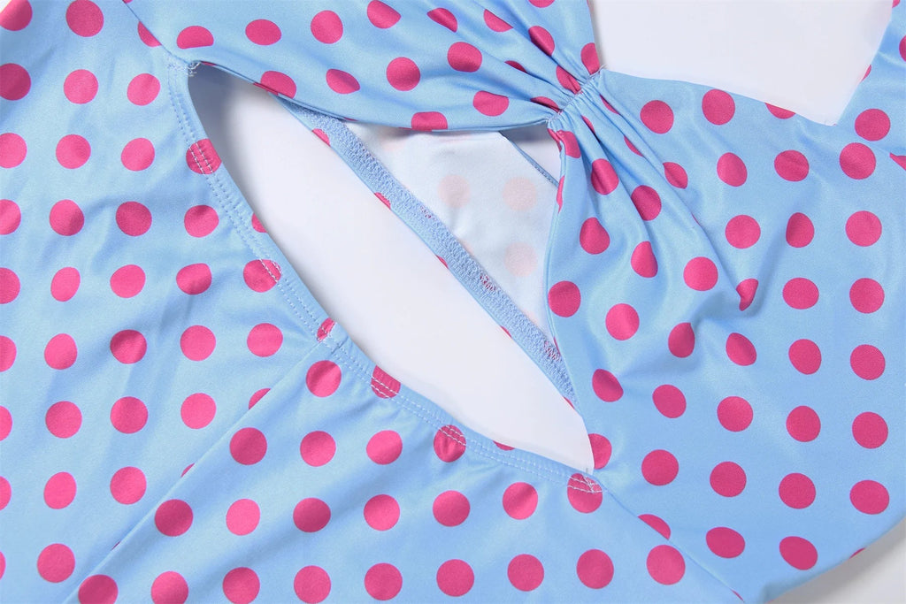 Chic Polka Dot Halter Romper + Headscarf
