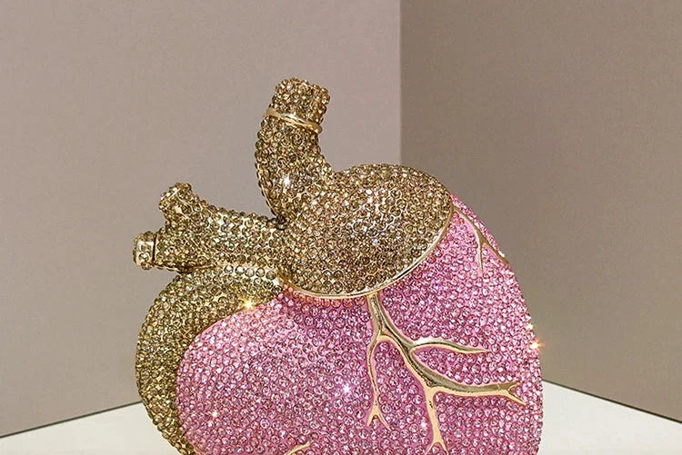 Heart Rhinestone Clutch Bag