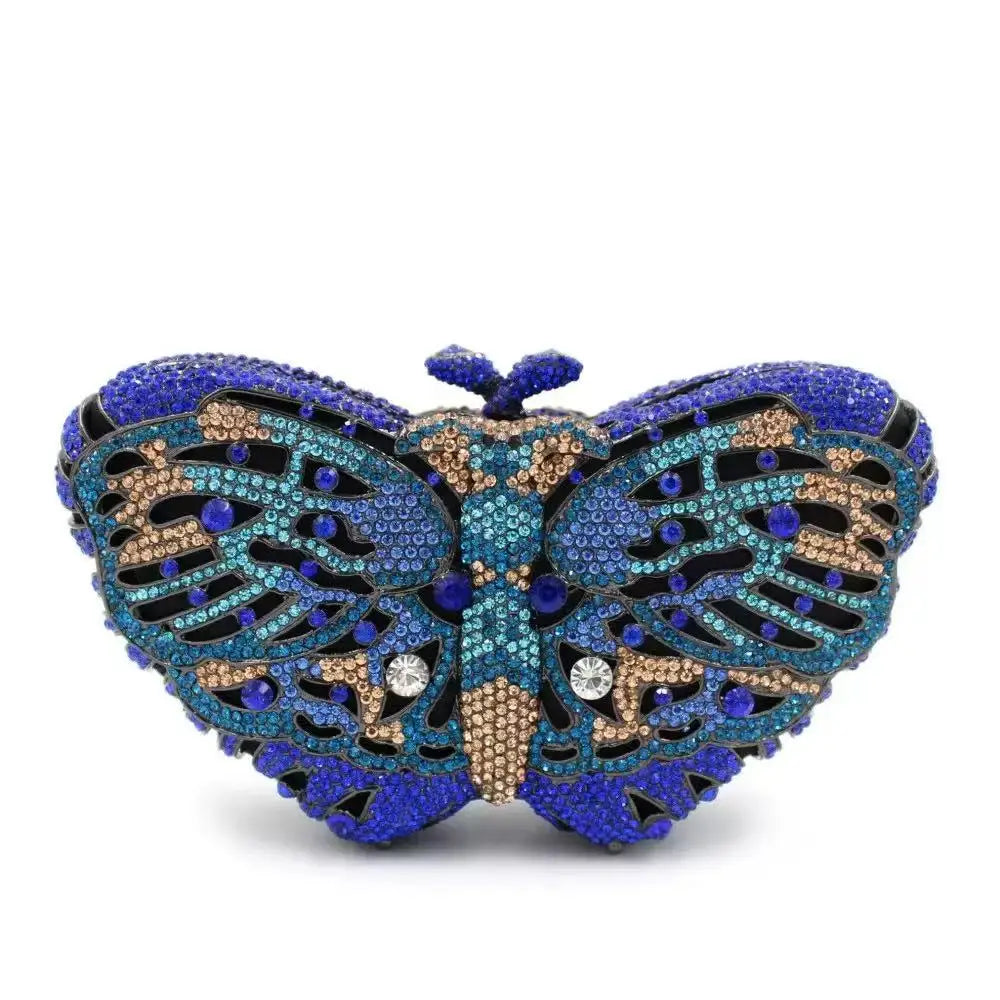 Butterfly Shaped Rhinestone Clutch Bag