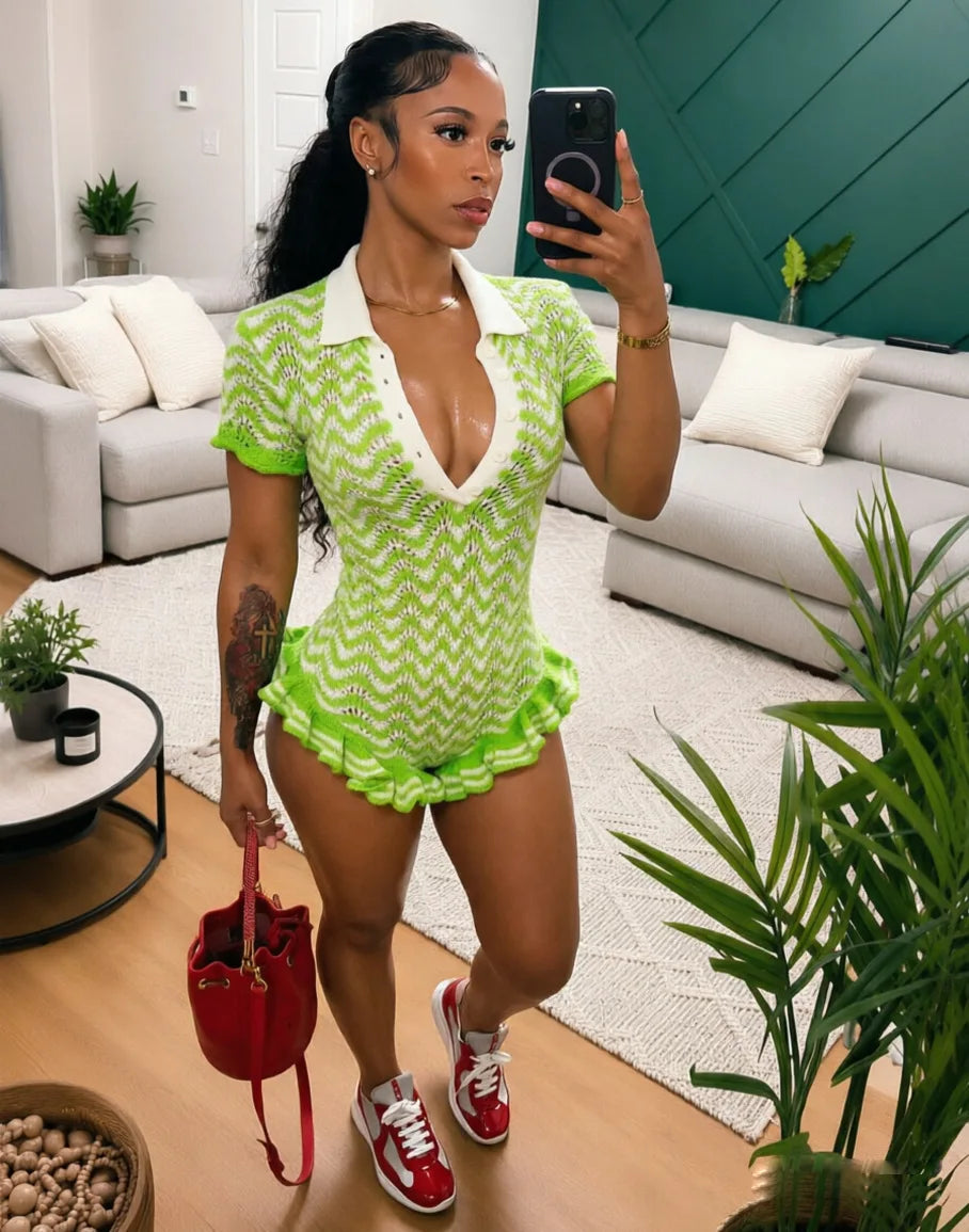 Esha Knit Ruffle Romper