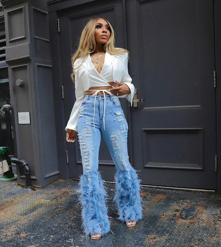 Cynthia Flare Feather Jeans