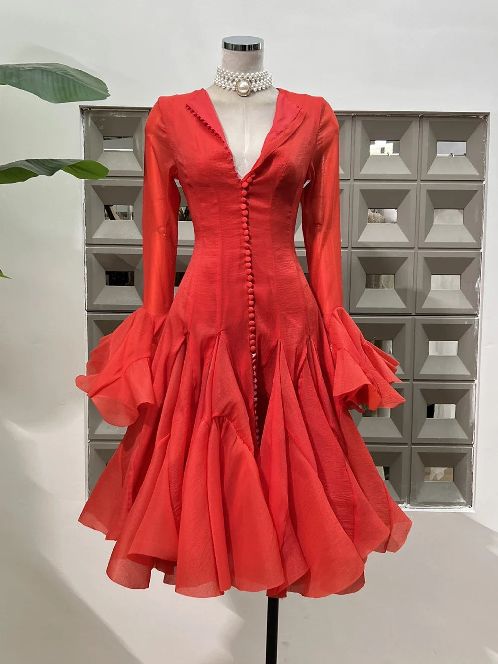 Lory Peated Flare Midi Dress
