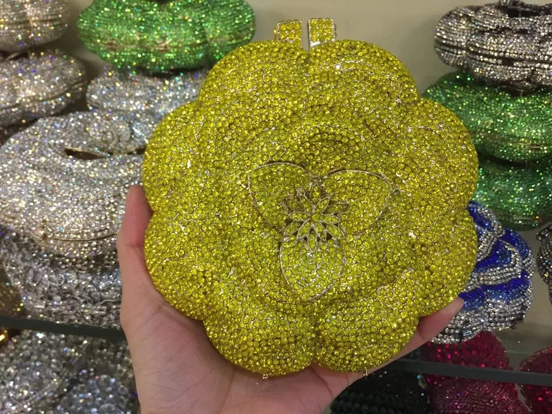 Floral Crystal Clutch Purse