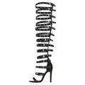 Denim Buckle Stiletto Boot Sandals