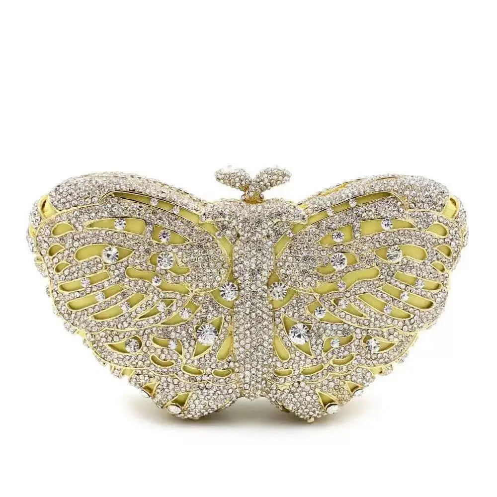 Butterfly Shaped Rhinestone Clutch Bag