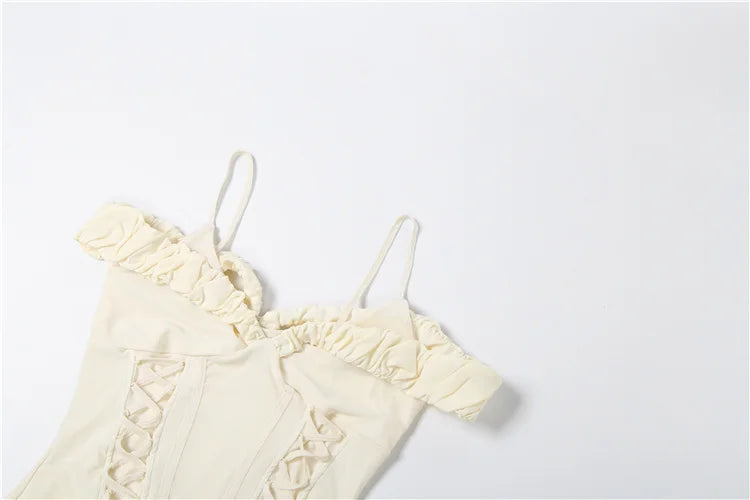 Neka Ruffles Mesh Mini Dress