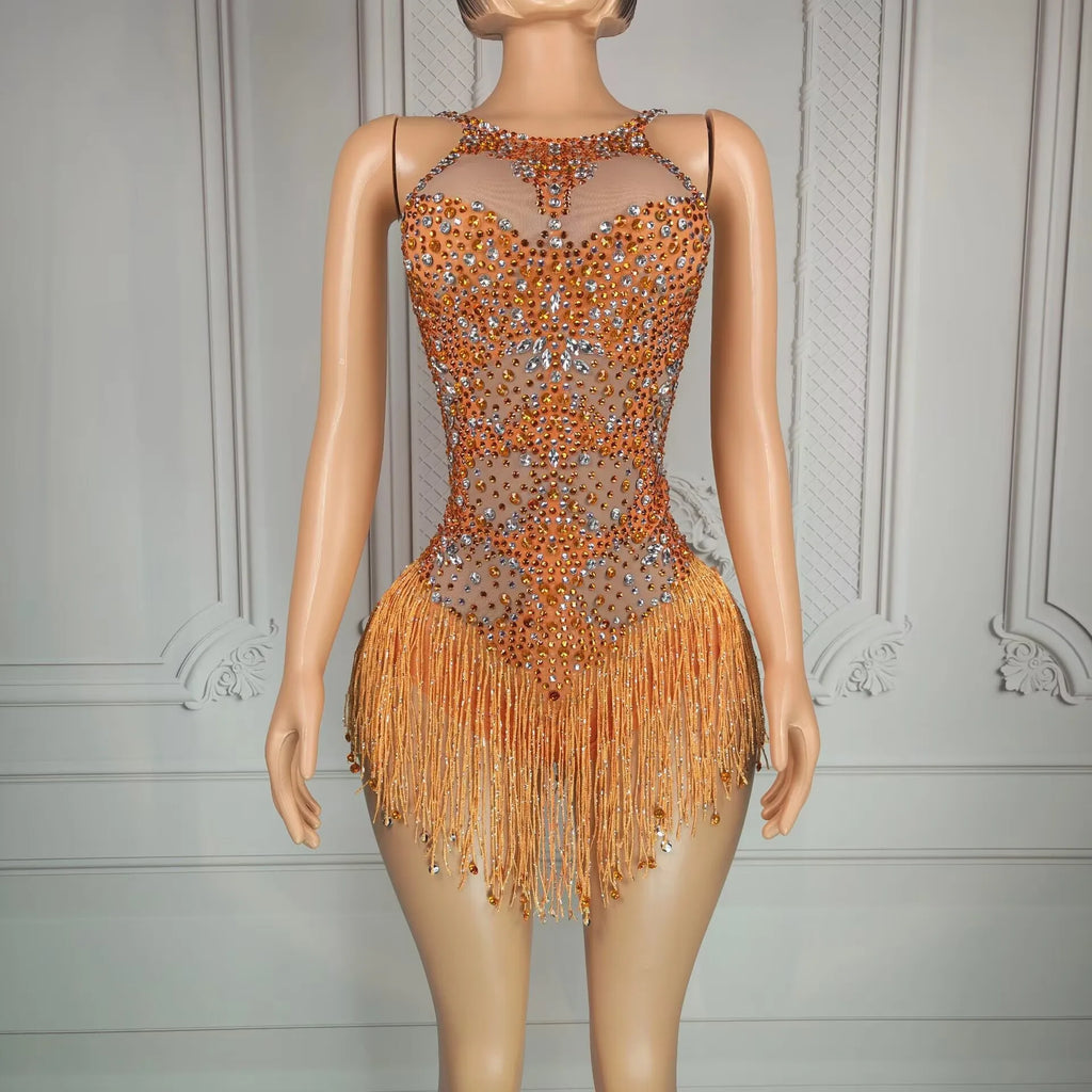 Luda Tassel Bodysuit Mini Dress
