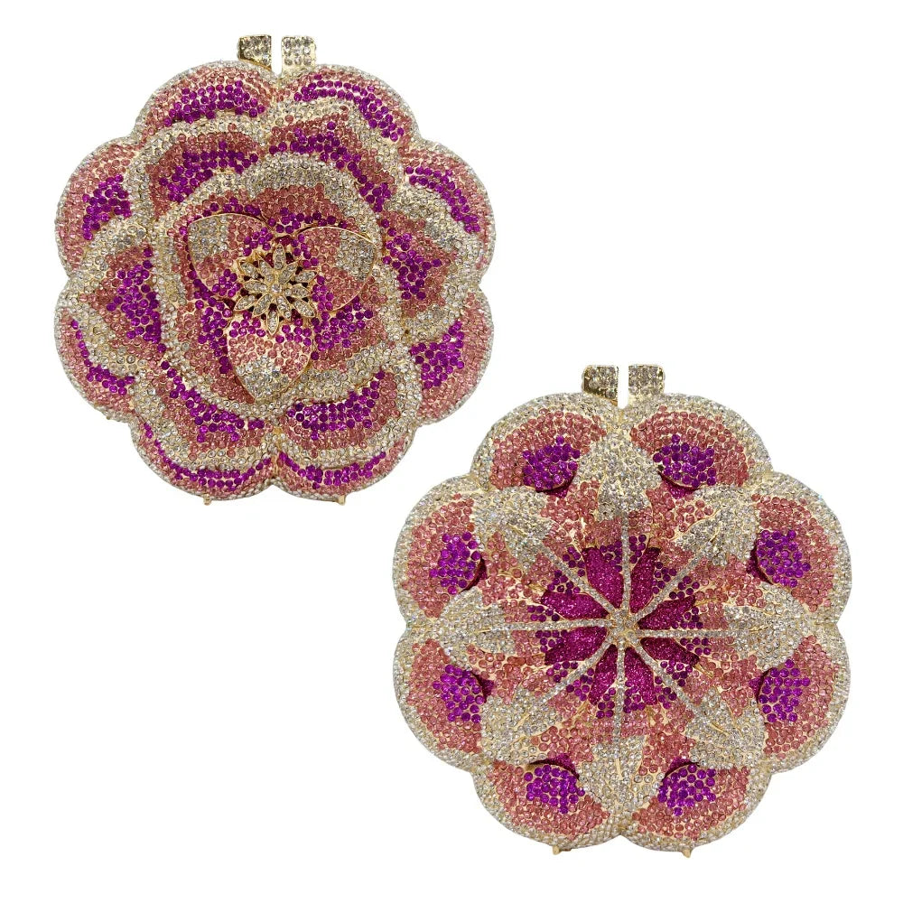 Floral Crystal Clutch Purse