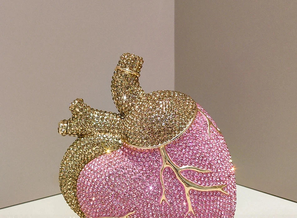 Heart Rhinestone Clutch Bag