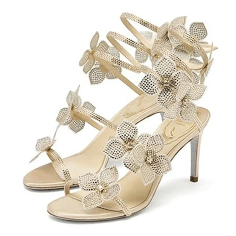 Flower Embellished High Heels