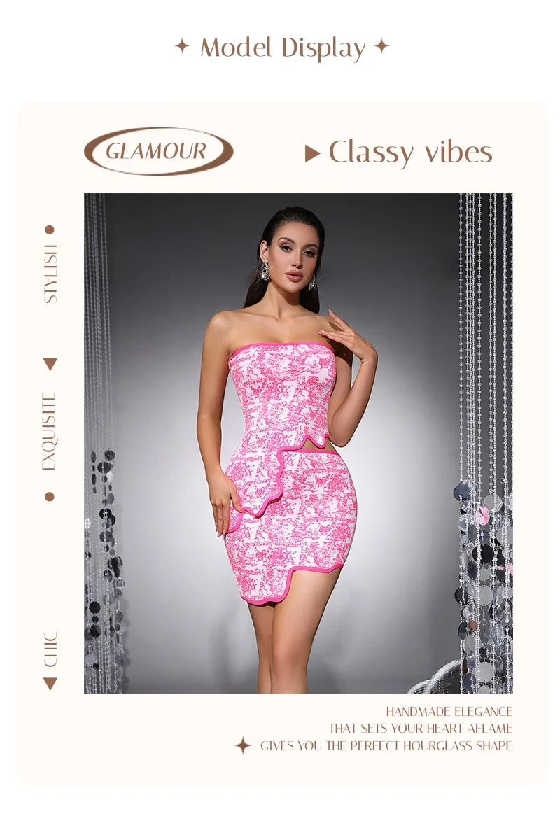 Irene Asymmetrical Bandage Skirt Set