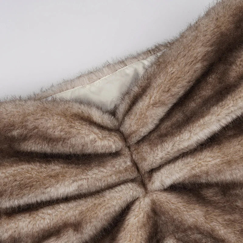Furry Pleated Mini Skirt