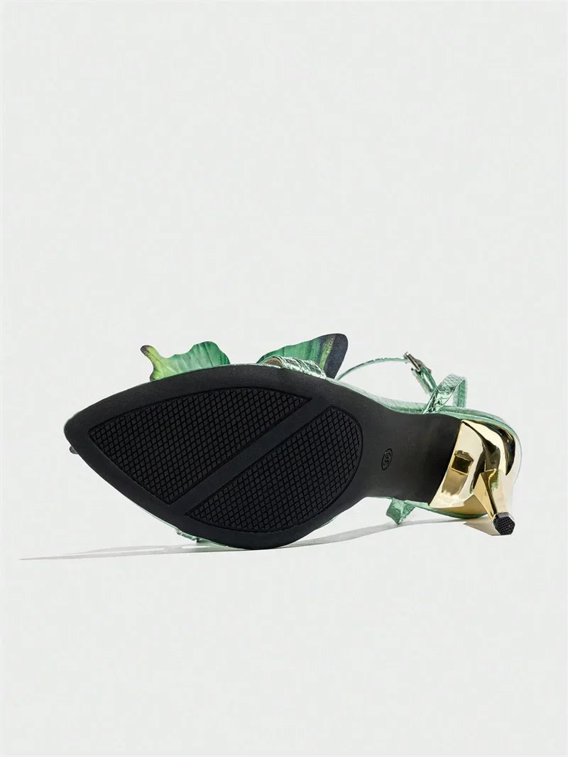 Green Butterfly High Heels
