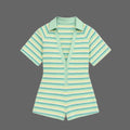 Green Stripe Romper