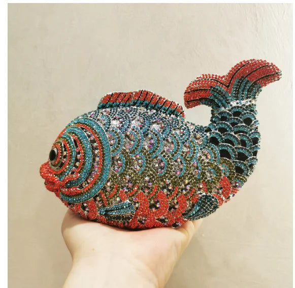 Fish Rhinestone Clutch Bag
