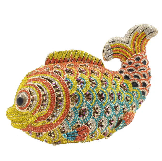 Fish Rhinestone Clutch Bag
