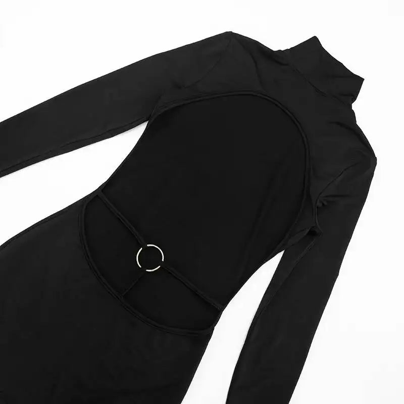 Buckle Turtleneck Mini Dress