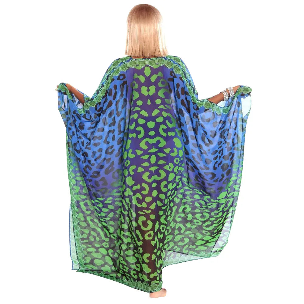 Kimono Chiffon Kaftan Maxi Dress
