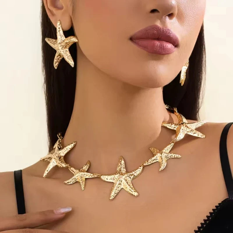 Bohemian Starfish Necklace Set