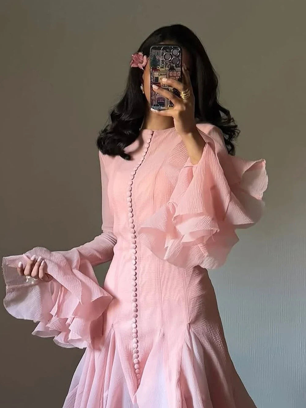 Lory Peated Flare Midi Dress
