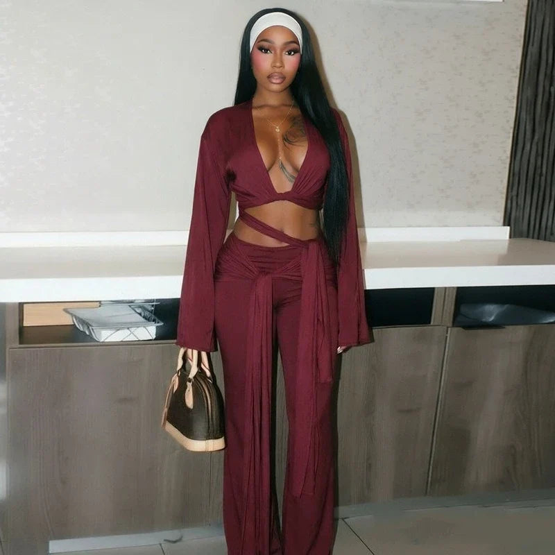 Alexis Ruched Flared Pants Set