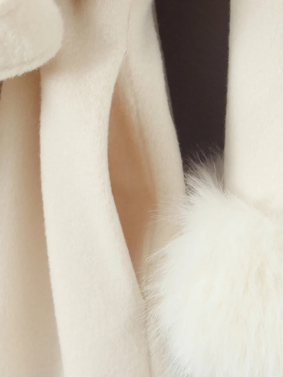 Fur Collar Elegant Trench Coat
