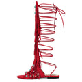 Lace Up Fringe Sandals