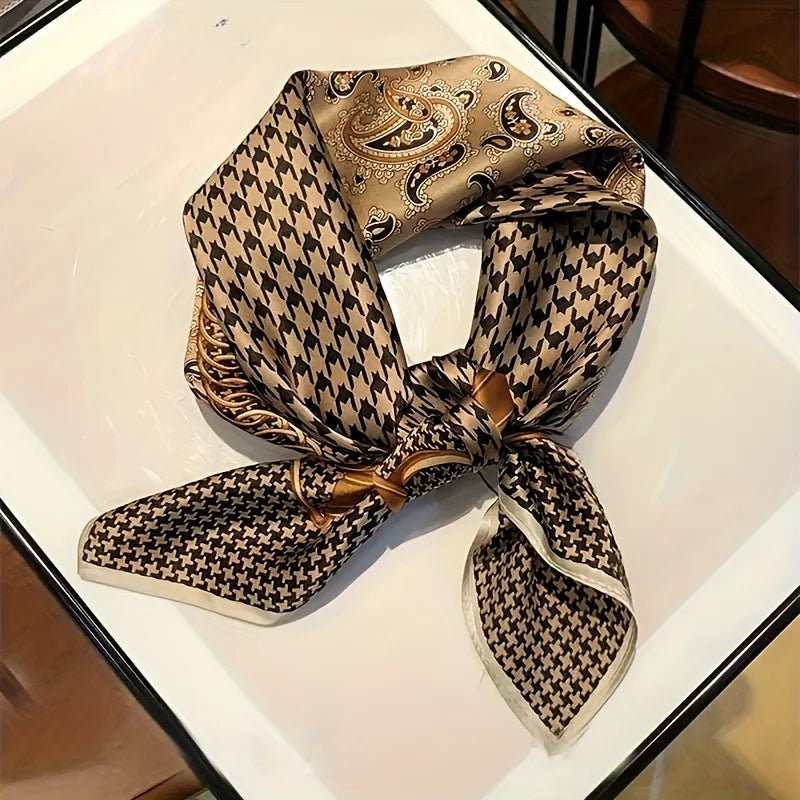 Houndstooth Printed Vintage Headscarf