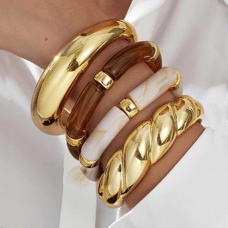 4pcs Vintage Resin Bracelet Set