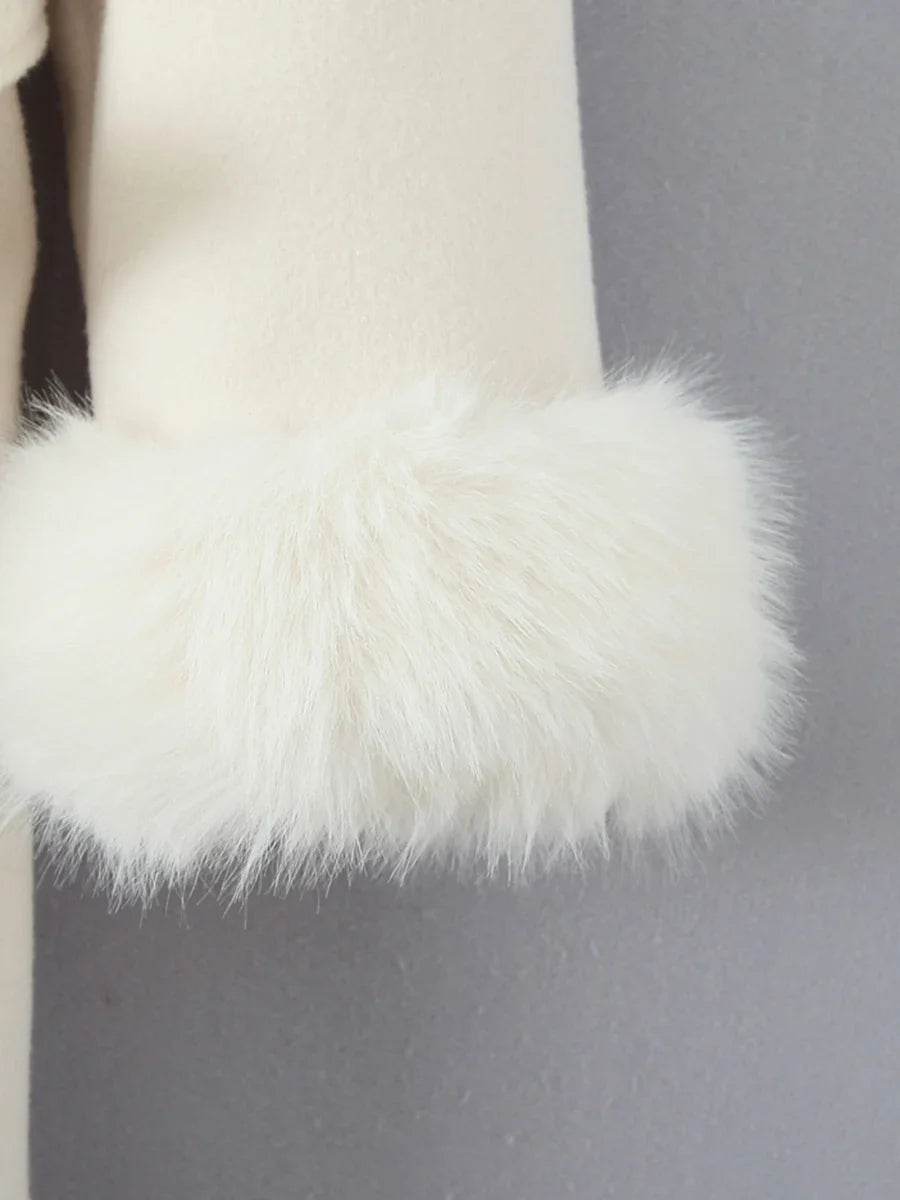Fur Collar Elegant Trench Coat