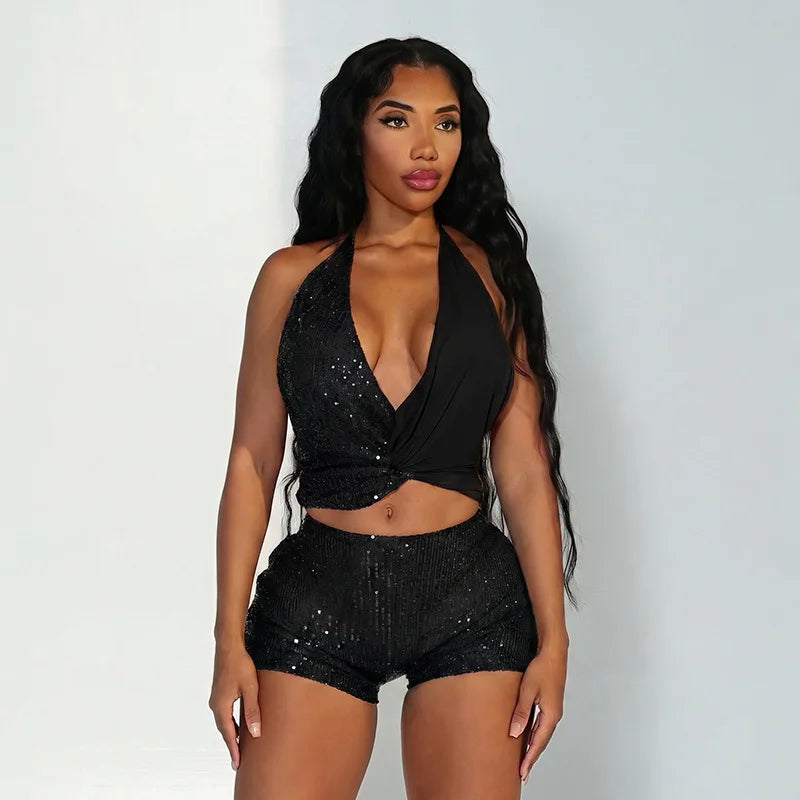 Amina Sequin Short Set