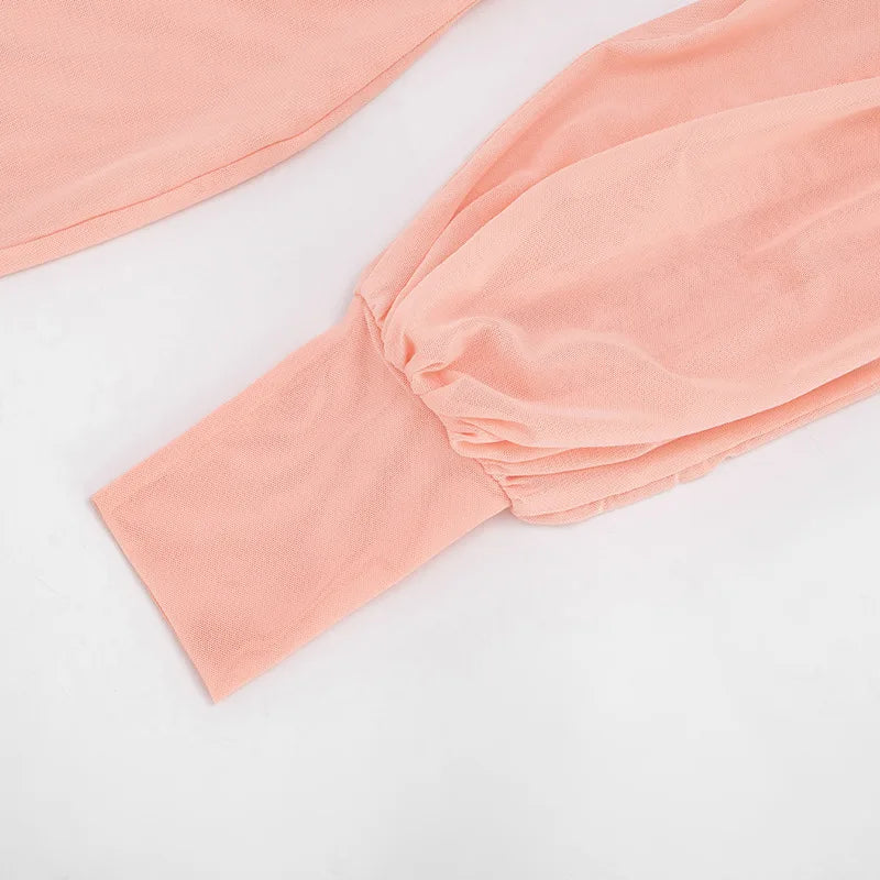 Cold Shoulder Sheer Mini Dress