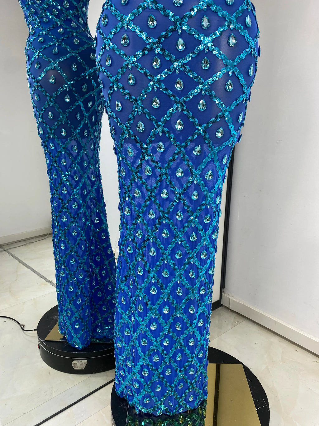 Blue Luxe Backless Maxi Dress